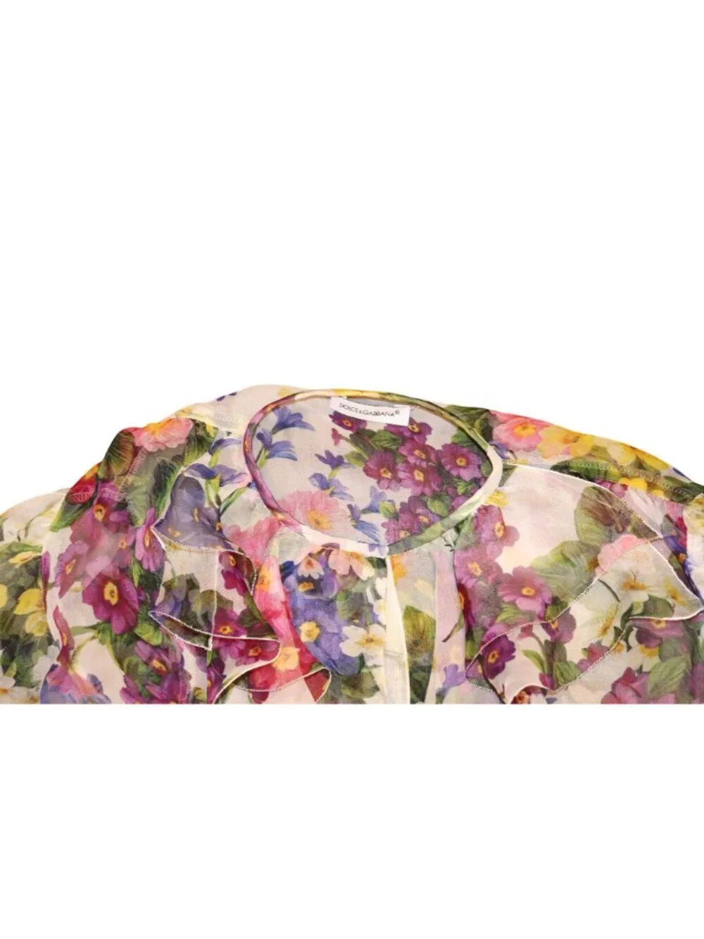 Dolce & Gabbana Girls Floral Sheer Ruffled Blouse, 4T NWT